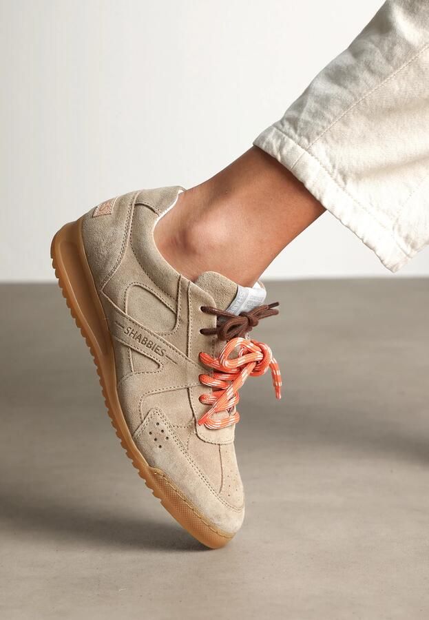 SHABBIES Lage Sneakers Dames April Mina Maat: 40 Materiaal: Suède Kleur: Beige - Foto 3