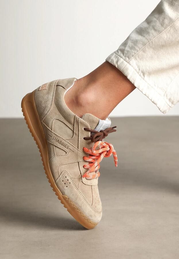 SHABBIES Lage Sneakers Dames April Mina Maat: 37 Materiaal: Suède Kleur: Beige - Foto 3