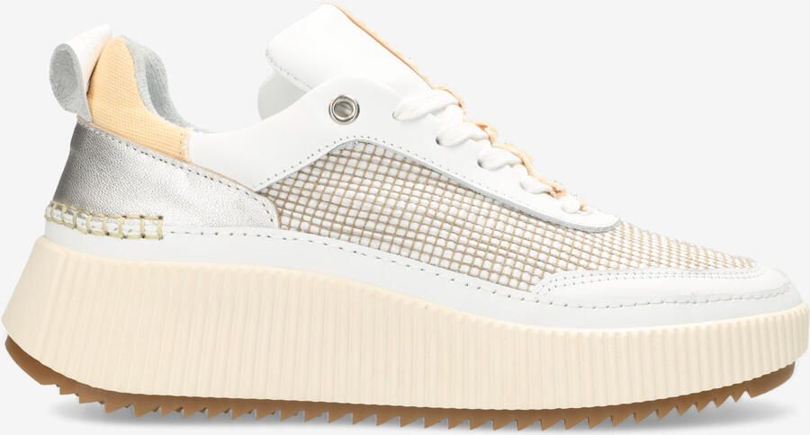 Shabbies Amsterdam Dames Sneakers Shabbies Chavi Maan Raffia White Silver Wit