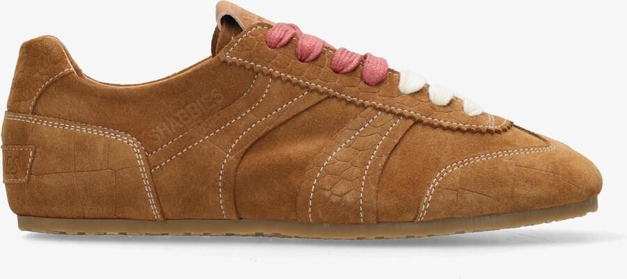 SHABBIES Lage Sneakers Dames Ciska Base Maat: 39 Materiaal: Suède Kleur: Camel - Foto 6