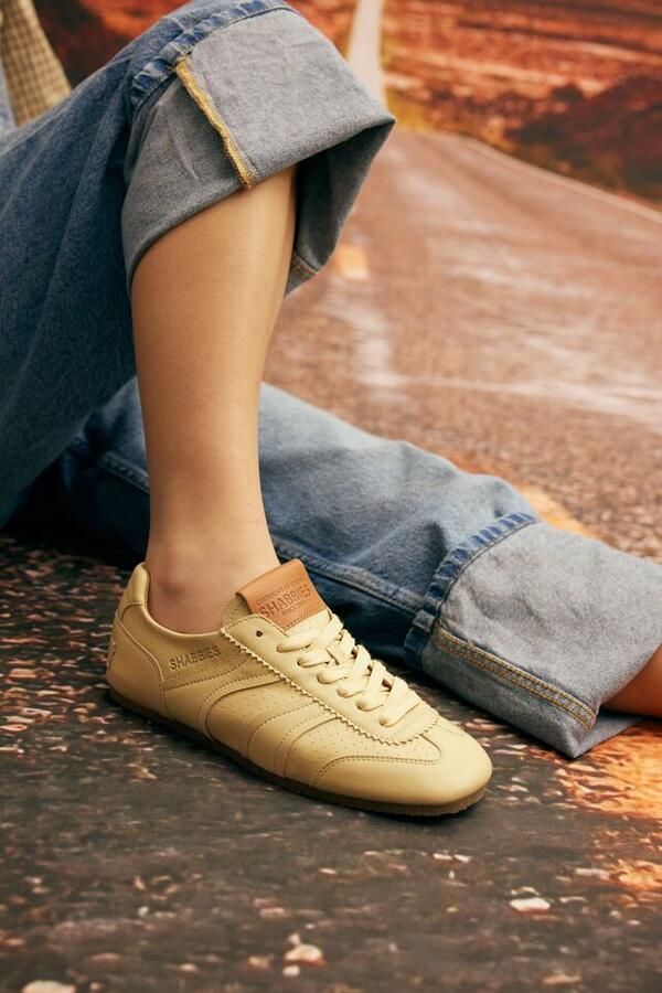 SHABBIES Lage Sneakers Dames Ciska Base Maat: 36 Materiaal: Leer Kleur: Beige - Foto 4