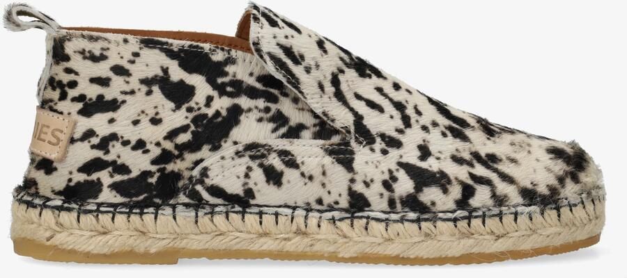 Shabbies Amsterdam Elche Lofa espadrille Pony Gebroken wit Zwart
