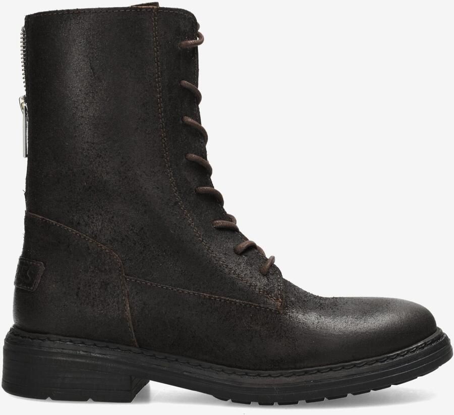 Shabbies Amsterdam Enkellaarzen Duck Lacey Reversed Donker Brown Dames Laarzen