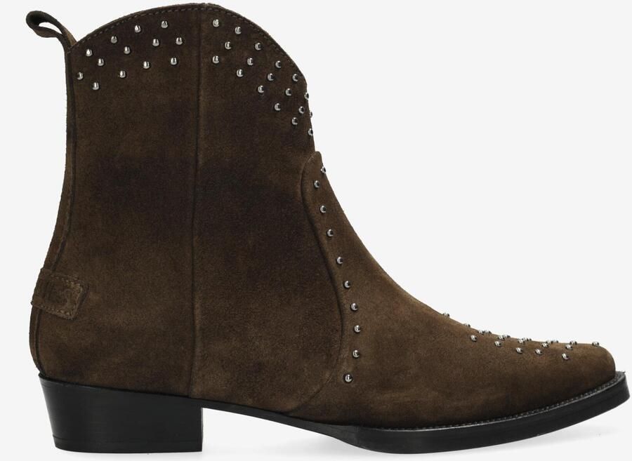 Shabbies Amsterdam Enkellaarzen Janina Ankie Studs Donker Brown Dames Laarzen