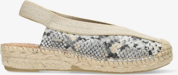 Shabbies Amsterdam Palma Ki Sling leren espadrilles met slangenprint beige zwart