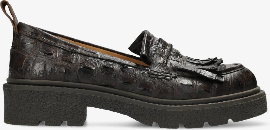 Shabbies Amsterdam JACY LOFA loafer croco Dark Brown