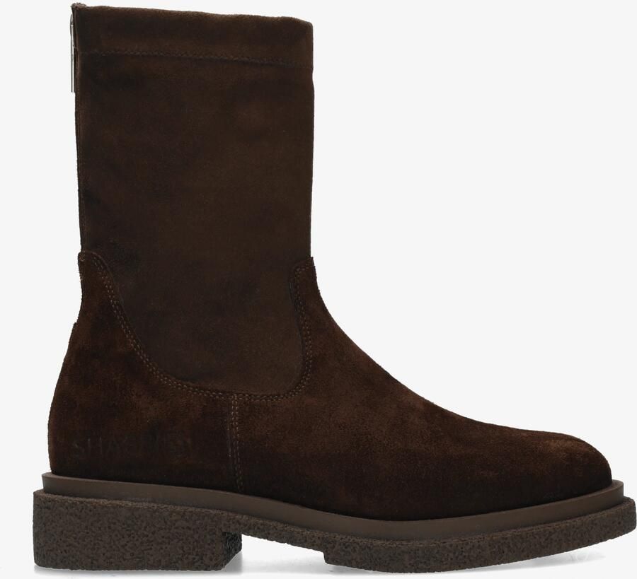 Shabbies Amsterdam JANE STRETCH Ankle Boot suede stretch Dark Brown