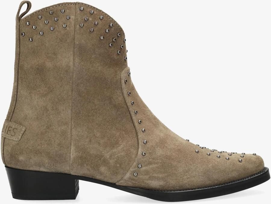Shabbies Amsterdam Enkellaarzen Janina Ankie Studs Taupe Dames Laarzen