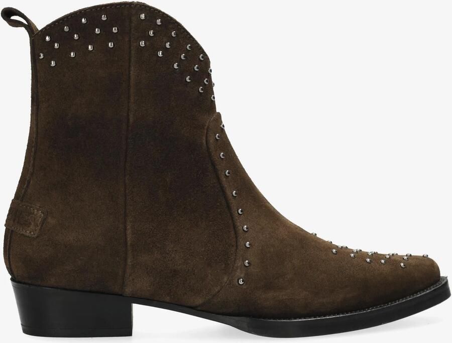 Shabbies Amsterdam Enkellaarzen Janina Ankie Studs Donker Brown Dames Laarzen