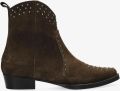 Shabbies Amsterdam Enkellaarzen Janina Ankie Studs Donker Brown Dames Laarzen - Bruin