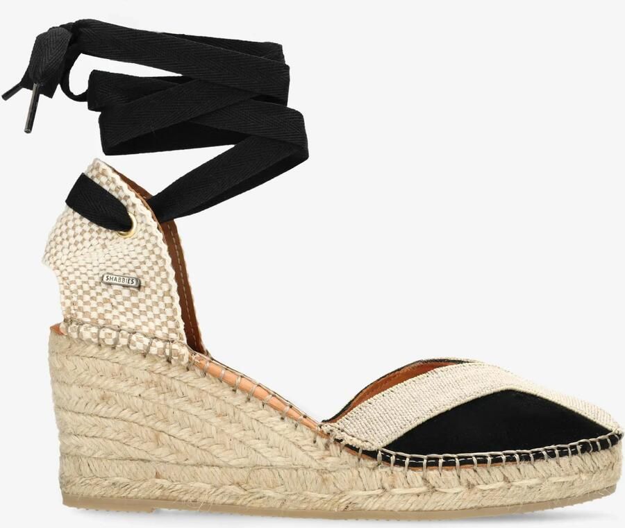SHABBIES Espadrilles Dames Kaila Ki Seven Leer Zwart - Foto 5