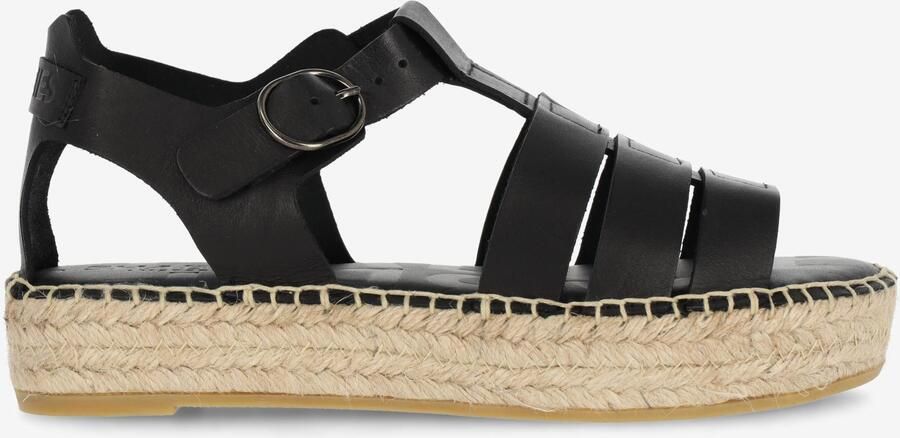 Shabbies Amsterdam Kira Iris espadrille Leer Zwart