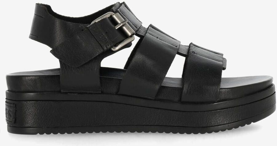 SHABBIES Dames Maro Bold Leer Zwart