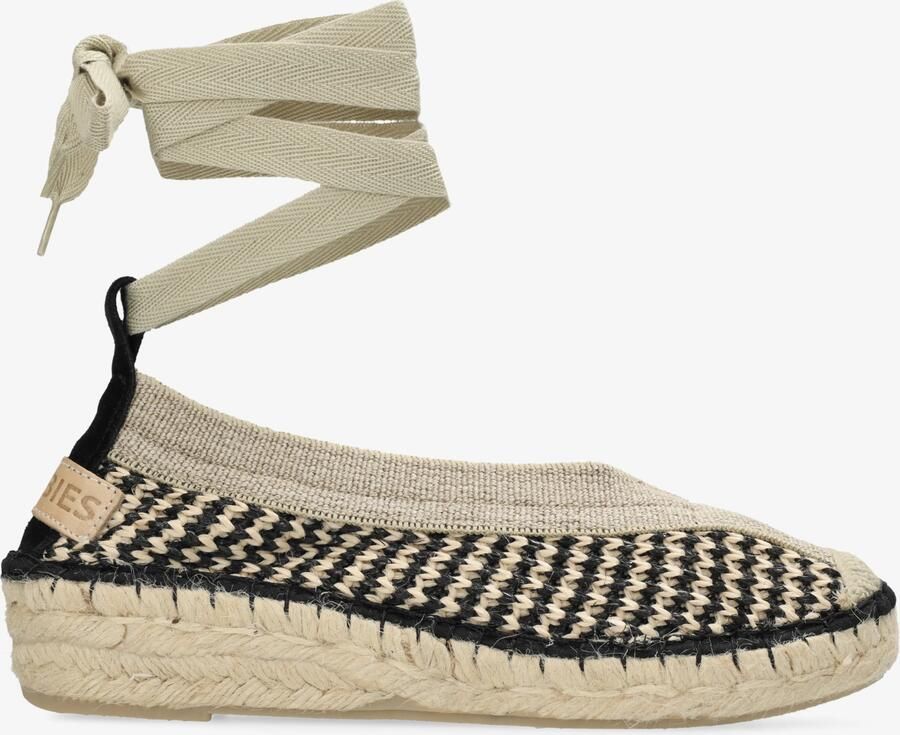 Shabbies Amsterdam Palma Kimono espadrille geweven Beige Zwart