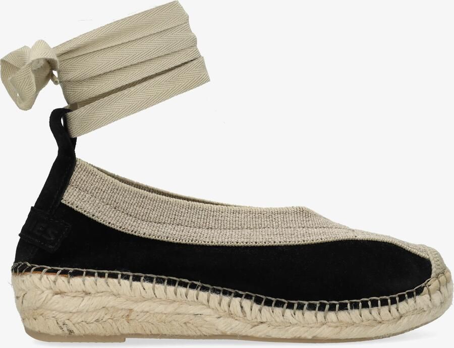 Shabbies Amsterdam Palma Kimono espadrille Suède Zwart