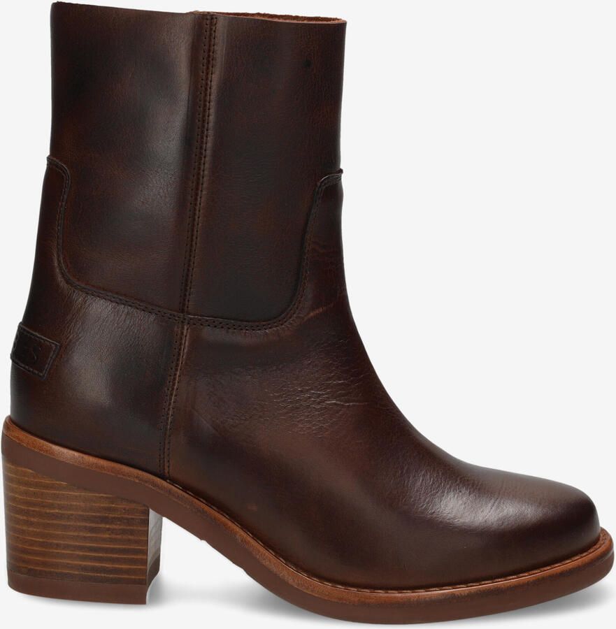SHABBIES Enkellaarsjes Dames Puk Ankie Leer Bruin