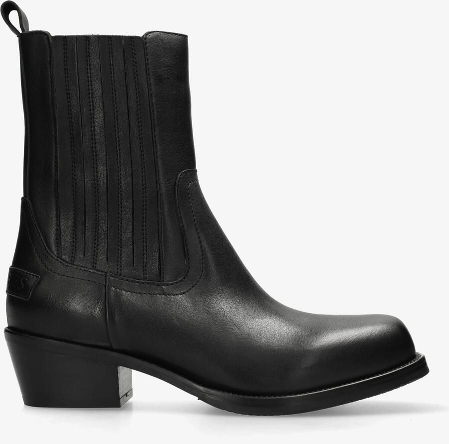 Shabbies Amsterdam Western chelseaboot Leer Zwart