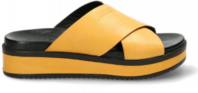 Shabbies Gele slipper met leren zool - Schoenen.nl
