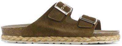 Capobella Vrouwen Leren Slippers Slides C1006 Taupe