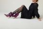Lina Locchi Enkellaarsjes Dames Laarzen Damesschoenen Leer Slangenprint L1245 Paars - Thumbnail 9