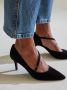 Lina Locchi Pumps Stiletto Dames Damesschoenen Suède Naaldhak hoogte 8 cm L1213 Zwart - Thumbnail 7