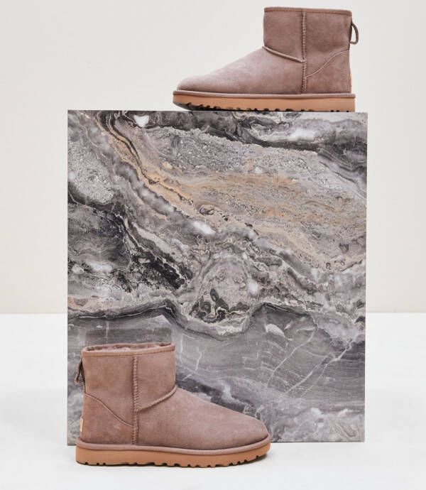 UGG Enkellaarsjes Dames Laarzen Damesschoenen Suède 1016222 Beige combi -  Schoenen.nl