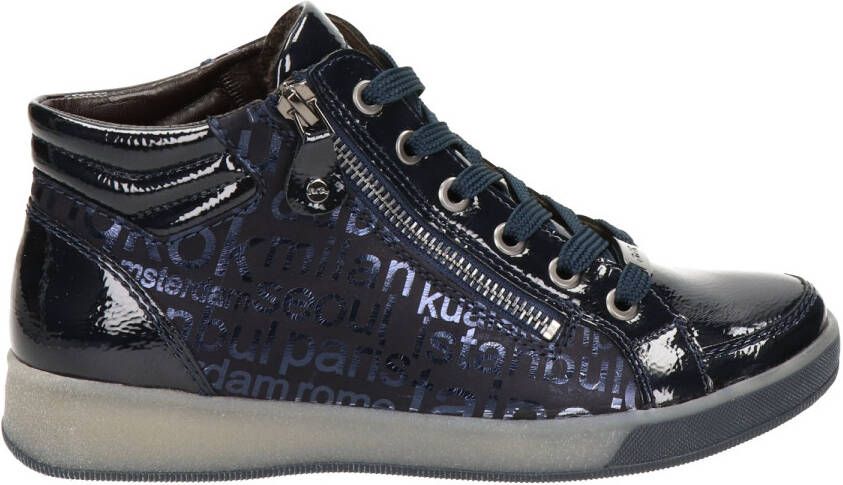 Ara Rom leren veterschoenen donkerblauw