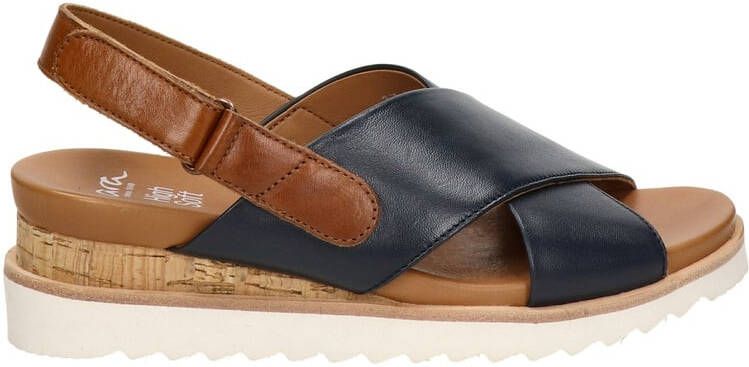 Ara Valencia leren sleehakken donkerblauw cognac