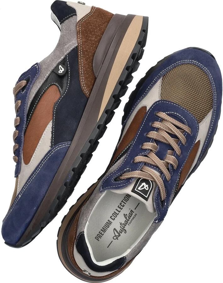 Australian Footwear Australian Sparrow S11 Blue Taupe Sneakers Blauw Taupe Leer Combi Heren Blauw Taupe - Foto 2