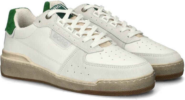 Björn Borg T3200 Cup Low leren sneakers wit groen - Foto 3