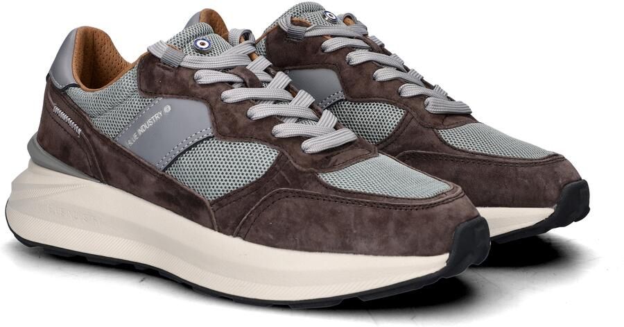 Blue Industry donkerbruine suède heren sneakers met grijs mesh Blue Jogger - Foto 3