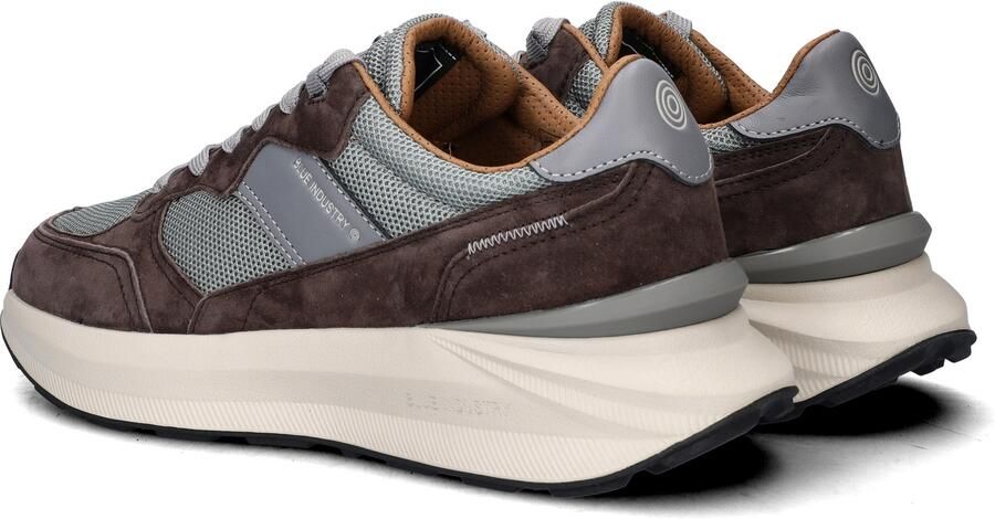 Blue Industry donkerbruine suède heren sneakers met grijs mesh Blue Jogger - Foto 4