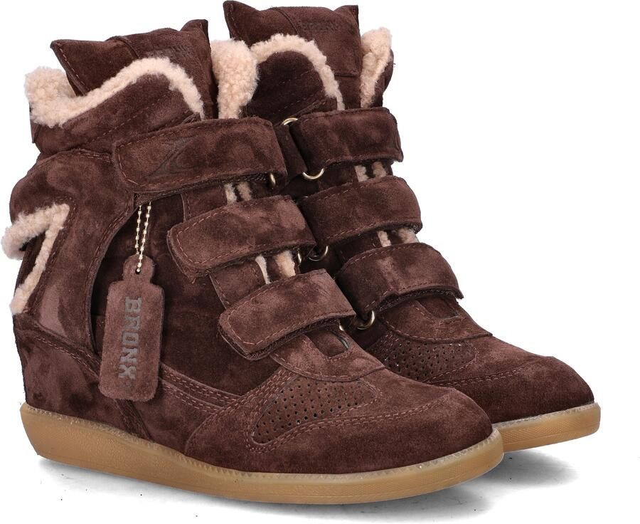 Bronx dames hoge sneaker Jaeyy Strap Fur suède bruin - Foto 4