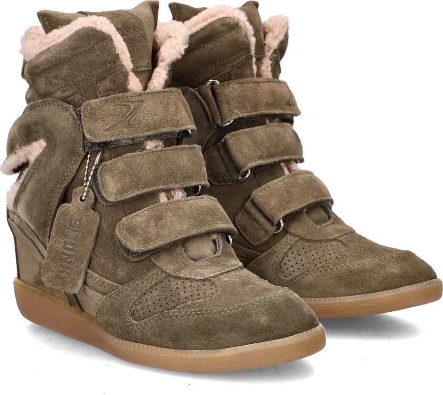Bronx dames hoge sneaker Jaeyy Strap Fur suède kaki - Foto 4