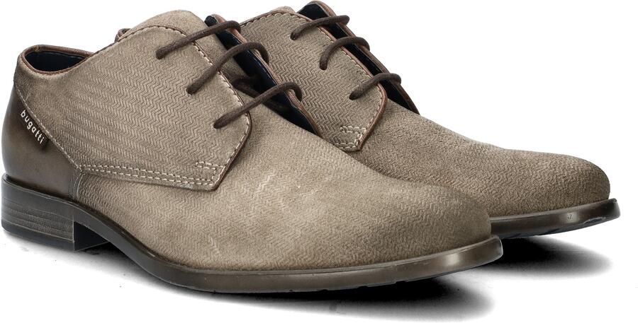 Bugatti suède veterschoenen taupe