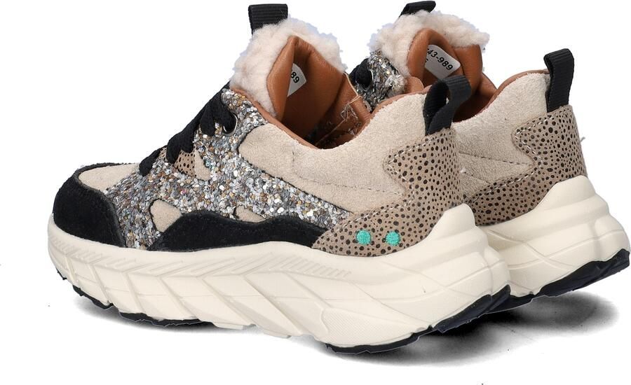 BunniesJR Roxy Rush chunky suède sneakers met glitters zwart beige - Foto 8