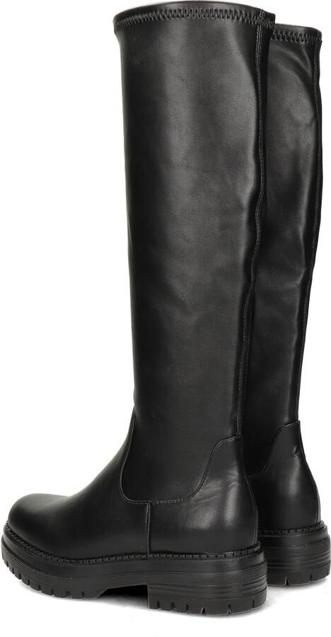 PS Poelman Dames CYBELE PU Imitatieleren Stretch Hoge Laarzen met Stoere Profielzool en Rits Zwart - Foto 6
