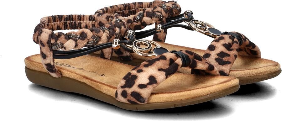 Dolcis suèdelook sandalen met panterprint beige zwart - Foto 6