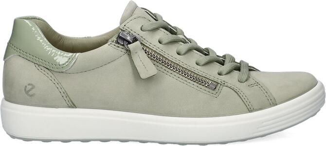 ECCO Soft 7 Side Zip Sneakers groen Nubuck Dames - Foto 9