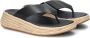 FitFlop F-Mode Espadrille Leather Flatform T Post Sandals ZWART - Thumbnail 4