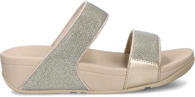 FitFlop Lulu Shimmerglitz Slides Dames Slippers Metallic Beige - Foto 3