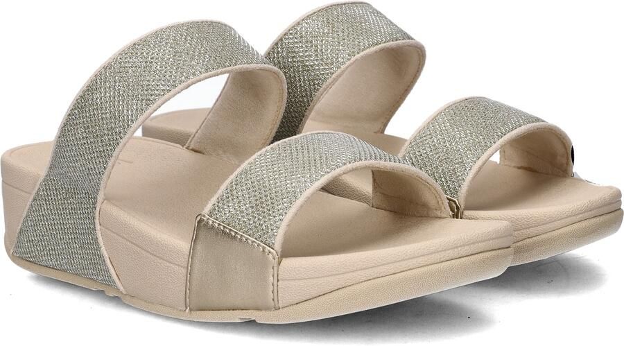 FitFlop Lulu Shimmerglitz Slides Dames Slippers Metallic Beige - Foto 5