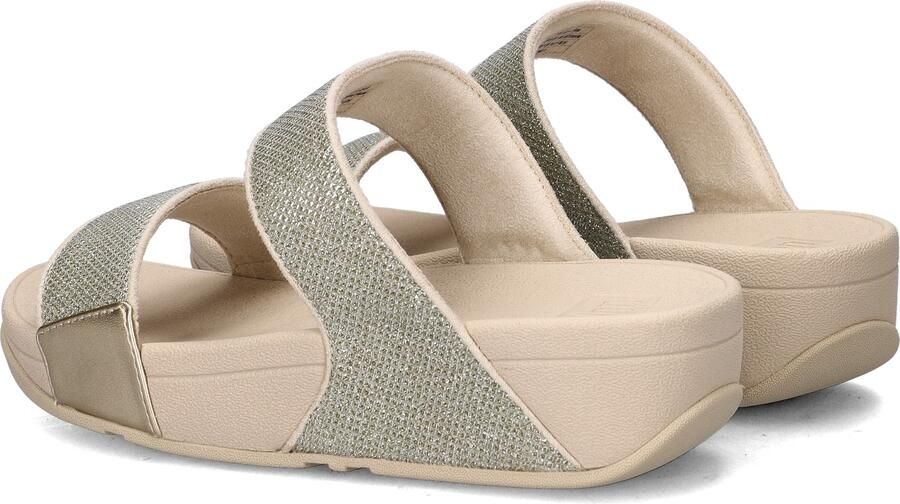 FitFlop Lulu Shimmerglitz Slides Dames Slippers Metallic Beige - Foto 4