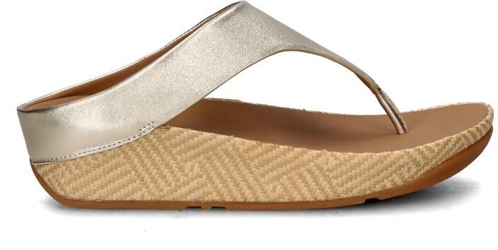 FitFlop Lulu Lux Graphi Weave Leather Toe-Post Sandals Dames Sandalen Metallic Beige - Foto 2