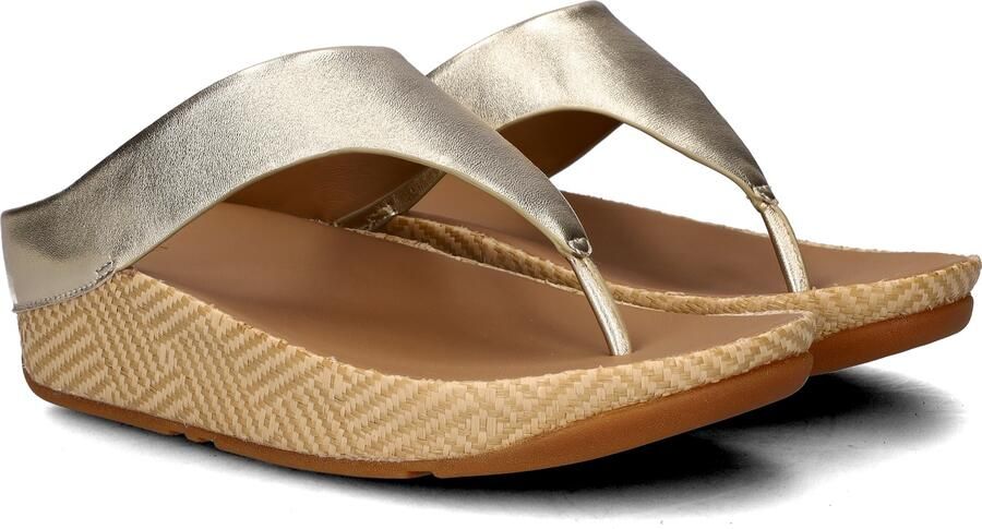 FitFlop Lulu Lux Graphi Weave Leather Toe-Post Sandals Dames Sandalen Metallic Beige - Foto 4