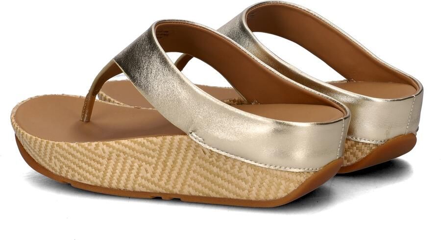 FitFlop Lulu Lux Graphi Weave Leather Toe-Post Sandals Dames Sandalen Metallic Beige - Foto 3