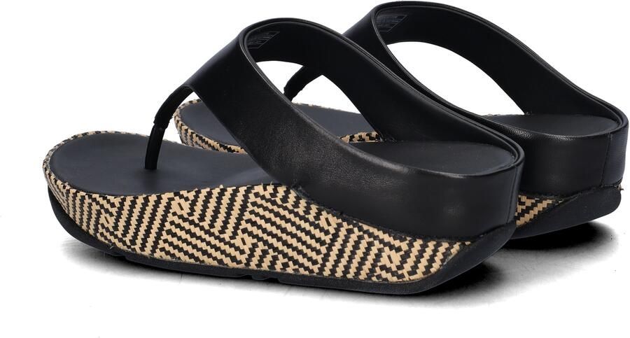 FitFlop Lulu Lux Graphi Weave Leather Toe-Post Sandals Dames Sandalen Zwart - Foto 4