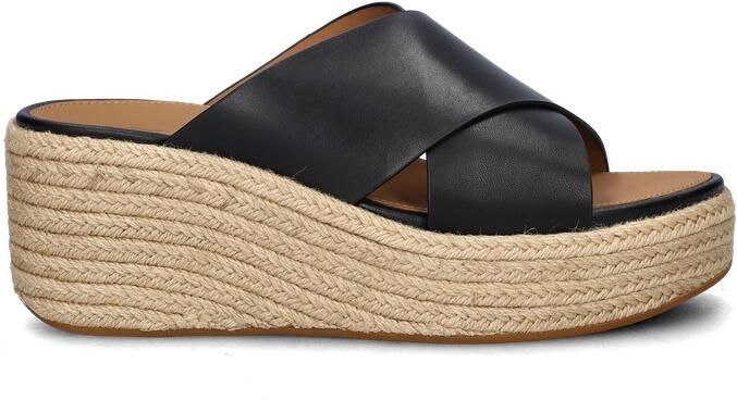 FitFlop Platfforms Espadrille Leather Wedge Cross Slides ZWART - Foto 2