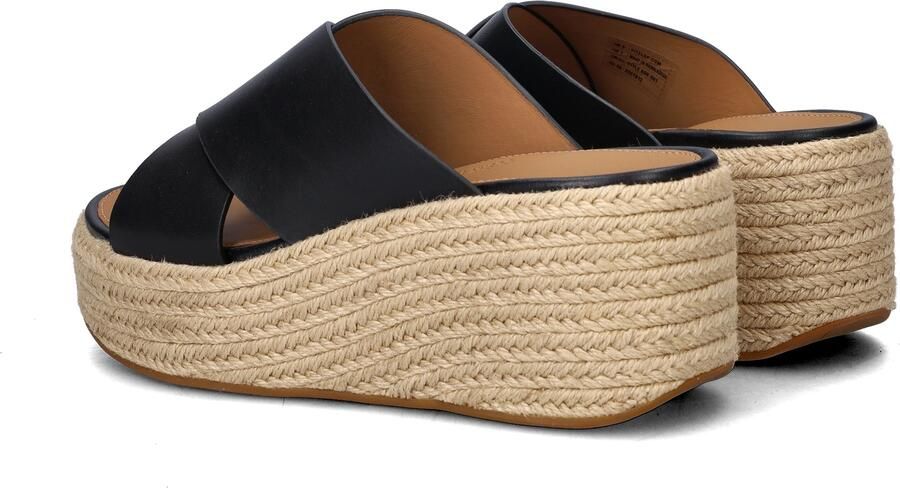 FitFlop Platfforms Espadrille Leather Wedge Cross Slides ZWART - Foto 3