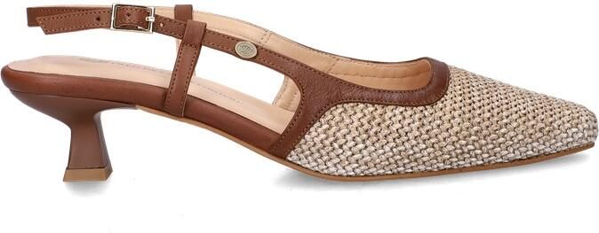 Fred de la bretoniere Carly Sling slingback raffia beige bruin